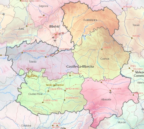 Tourist map of Castile-La Mancha