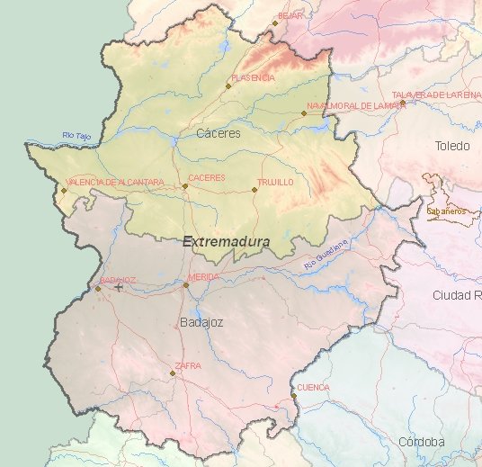 Tourist map of Extremadura