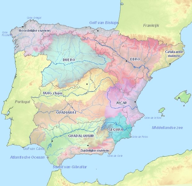 Map of Rivers in Spain