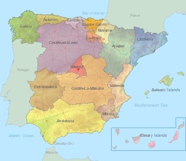 Tourist map of Spain
